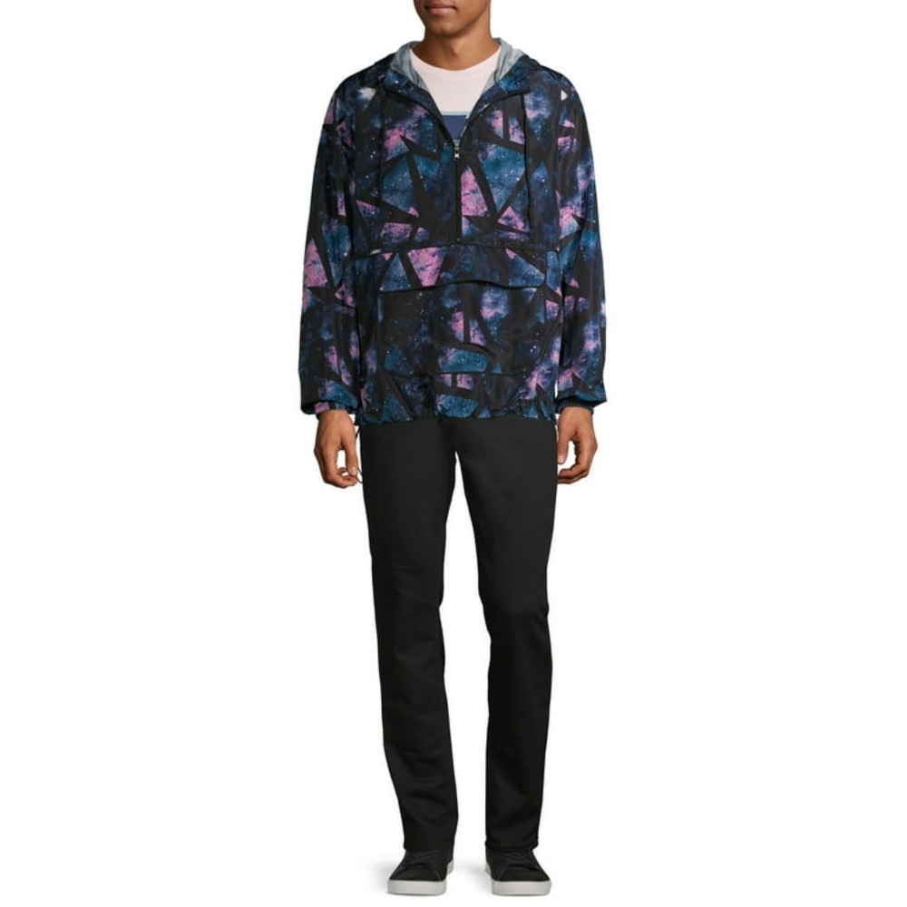 ๐ Wind breaker with night sky galaxy pattern. Like new. Mens size small. - Picture 5 of 14